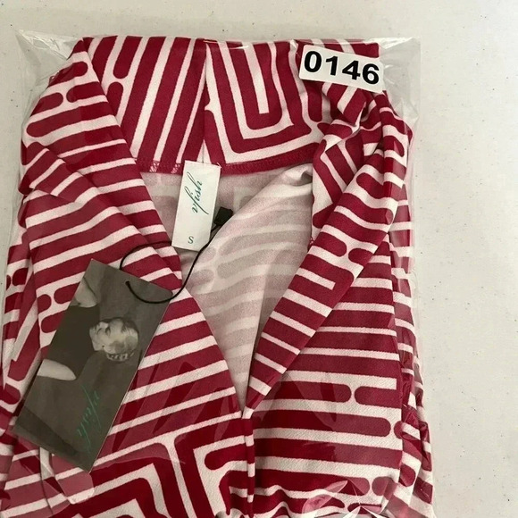 Vfish Designs Geometric Print Dress S High Neck Collar V Neck Minimalistic NWT - Picture 15 of 15